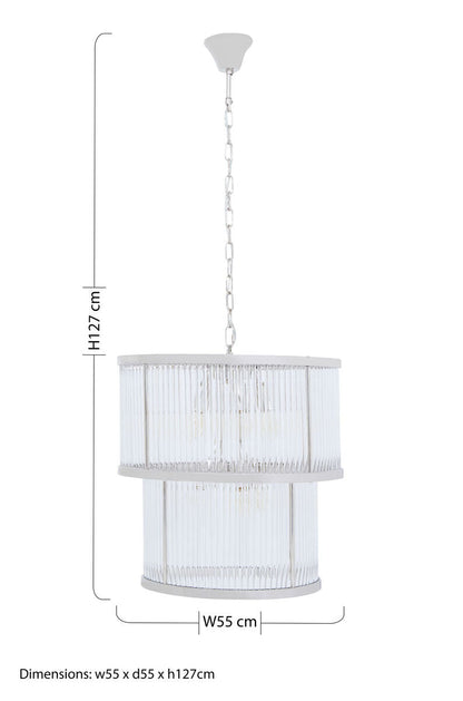 2 Tier Nickel Finish Glass Chandelier | Salasco