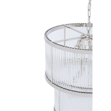 2 Tier Nickel Finish Glass Chandelier | Salasco