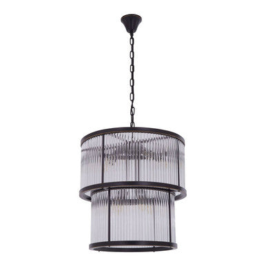 2 Tier Antique Black Glass Chandelier | Salasco