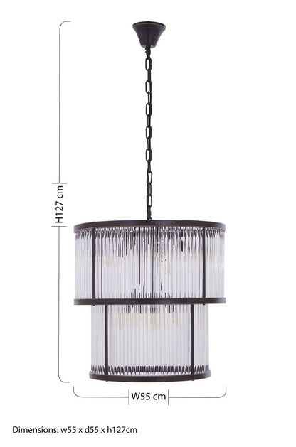 2 Tier Antique Black Glass Chandelier | Salasco