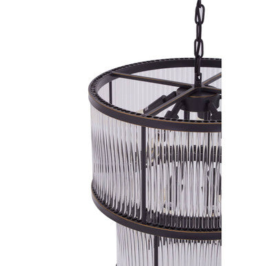 2 Tier Antique Black Glass Chandelier | Salasco