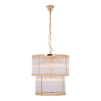 2 Tier Gold Finish Glass Chandelier | Salasco