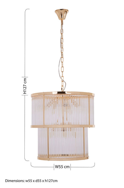 2 Tier Gold Finish Glass Chandelier | Salasco