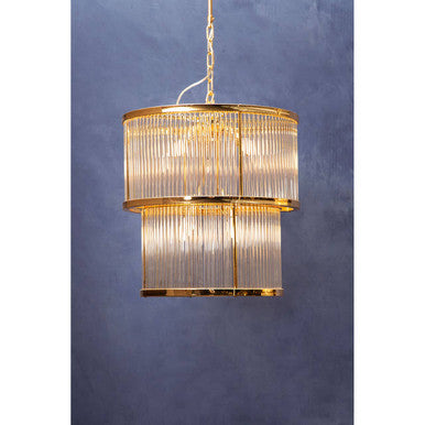 2 Tier Gold Finish Glass Chandelier | Salasco