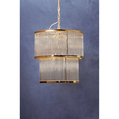 2 Tier Gold Finish Glass Chandelier | Salasco