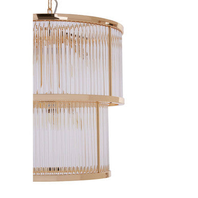 2 Tier Gold Finish Glass Chandelier | Salasco