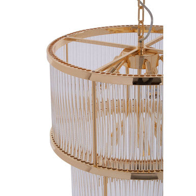 2 Tier Gold Finish Glass Chandelier | Salasco