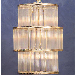 Salasco Silver 3 Tier Nickel Finish Glass Chandelier