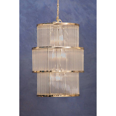 Salasco Silver 3 Tier Nickel Finish Glass Chandelier
