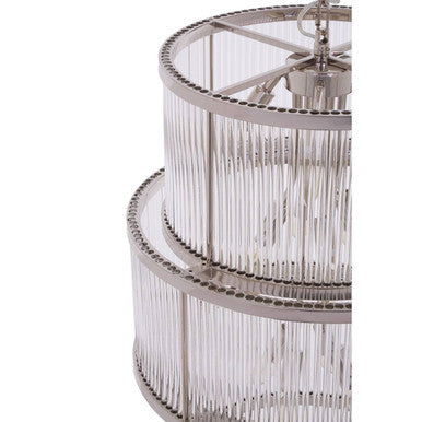Salasco Silver 3 Tier Nickel Finish Glass Chandelier
