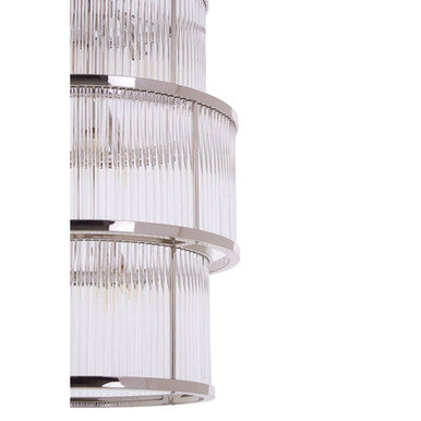 Salasco Silver 3 Tier Nickel Finish Glass Chandelier