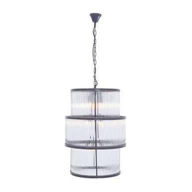 Black Finish 3 Tiered Glass Chandelier | Salasco