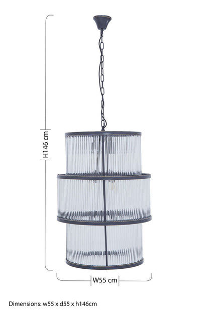 Black Finish 3 Tiered Glass Chandelier | Salasco