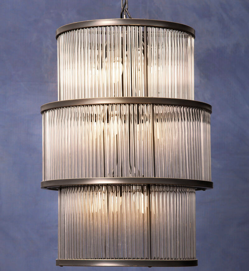 Black Finish 3 Tiered Glass Chandelier | Salasco