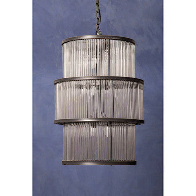 Black Finish 3 Tiered Glass Chandelier | Salasco