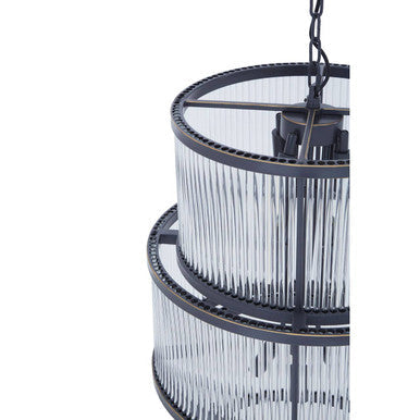 Black Finish 3 Tiered Glass Chandelier | Salasco