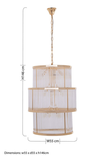 3 Tier Gold Finish Glass Chandelier | Salasco