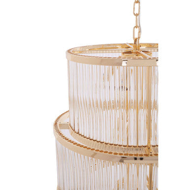 3 Tier Gold Finish Glass Chandelier | Salasco