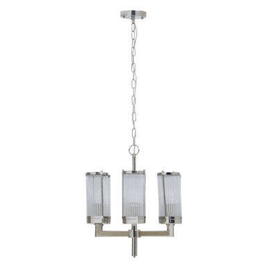 Glass and Nickel Finish 6 Arm Pendant Light | Hilton