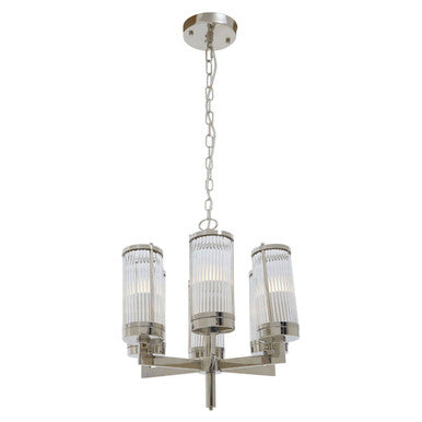 Glass and Nickel Finish 6 Arm Pendant Light | Hilton