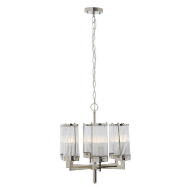 Glass and Nickel Finish 6 Arm Pendant Light | Hilton