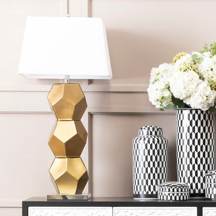 Eleri Gold Glass Table Lamp with Chrome Base