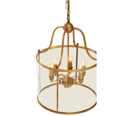 Brass Finish 6 Bulb Pendant Light | Hampstead