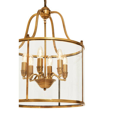 Brass Finish 6 Bulb Pendant Light | Hampstead