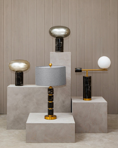 Marmo Grey Fabric Shade Table Lamp