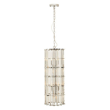 Glass and Chrome Finish Large Vertical Pendant Light | Karli