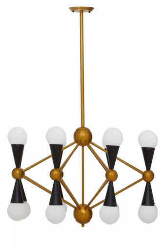 Brass and Black 16 Bulb Statement Pendant Light | Orko