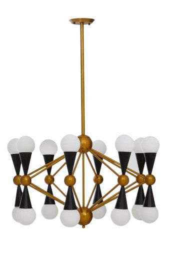Brass and Black 16 Bulb Statement Pendant Light | Orko