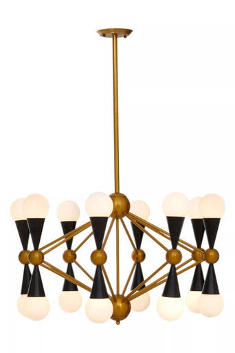 Brass and Black 16 Bulb Statement Pendant Light | Orko