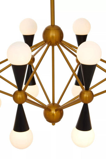Brass and Black 16 Bulb Statement Pendant Light | Orko