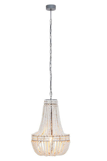Antique White Wooden Beads Chandelier | Lapiz