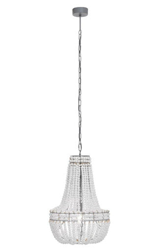 Antique White Wooden Beads Chandelier | Lapiz