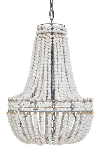 Antique White Wooden Beads Chandelier | Lapiz