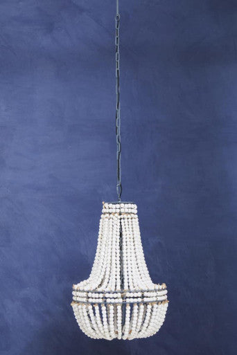 Antique White Wooden Beads Chandelier | Lapiz