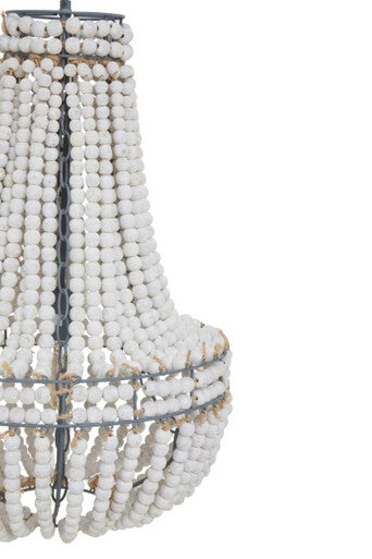 Antique White Wooden Beads Chandelier | Lapiz