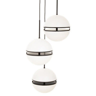 Three Ball Matt Black Pendant Light | Abira