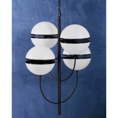 Four Ball Matt Black Pendant Light | Abira