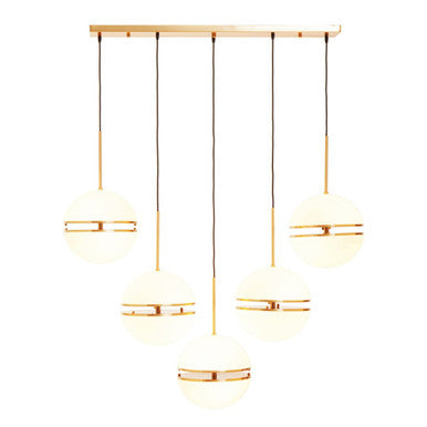 Abira Brushed Brass Finish 5 Ball Pendant Light