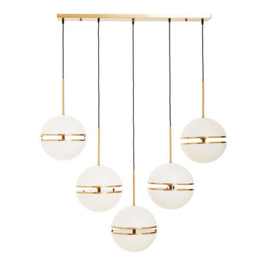 Abira Brushed Brass Finish 5 Ball Pendant Light