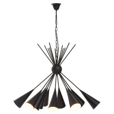 Yara Metal Black 12 Bulb Statement Pendant Light