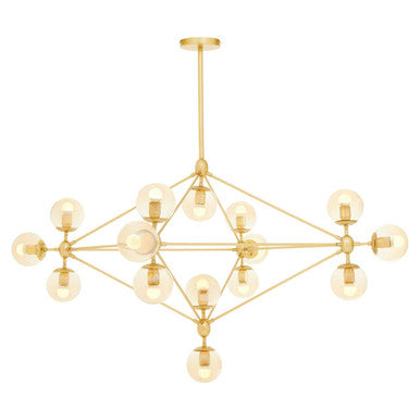 Abira Gold Finish and Glass 15 Bulb Statement Pendant Light