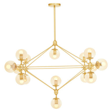 Abira Gold Finish and Glass 15 Bulb Statement Pendant Light