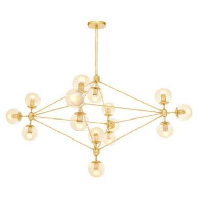 Abira Gold Finish and Glass 15 Bulb Statement Pendant Light