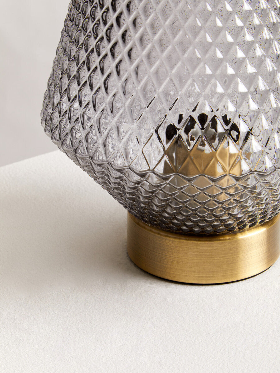Grey Smoked Glass Table Lamp | Noble