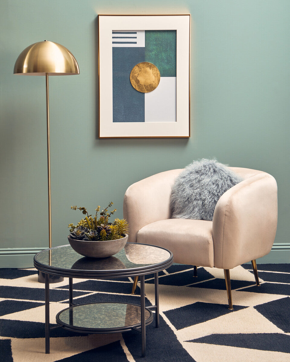 Brushed Brass Floor Lamp with Black Marble Base | Murdoch