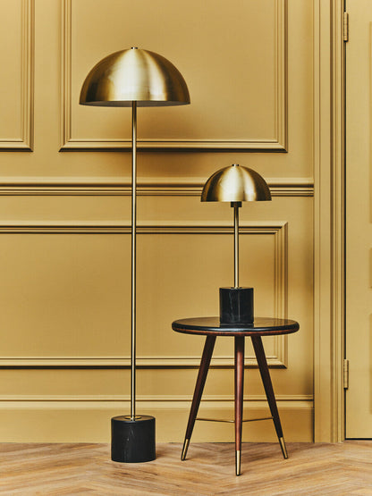 Brushed Brass Floor Lamp with Black Marble Base | Murdoch